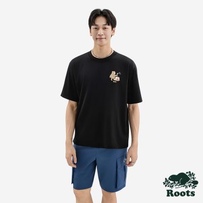 Roots男裝-ROOTS PICNIC 短袖上衣-黑色