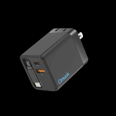 【amuok】65W GaN自帶線快充頭 充電器 豆腐頭 充電頭 自帶線