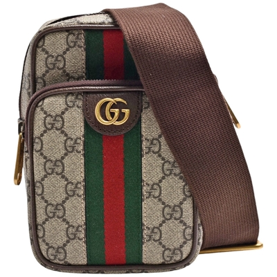 GUCCI 經典Ophidia GG Supreme印花帆布斜背包(烏木色)
