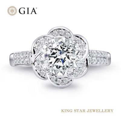 King Star GIA 50分 D VVS2 18K金 天然鑽石戒指 花語(八心八箭 完美車工)