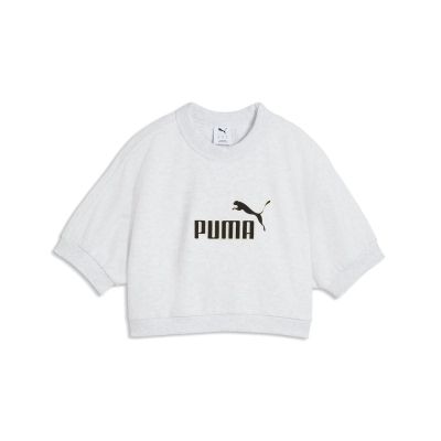 Puma 微短版上衣 Women Elevated ESS 灰 短袖 寬鬆 Rose著用 636645-05