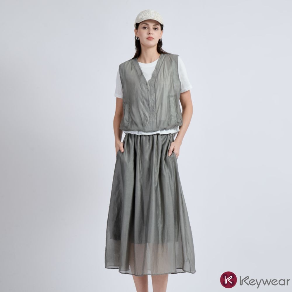 KeyWear奇威名品    夏日清感系工裝套裝-淺灰色