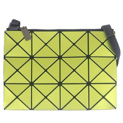 ISSEY MIYAKE 三宅一生 BAOBAO 金屬黃色皮質三角格3x4小型斜背包