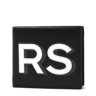 MICHAEL KORS 男款 牛皮縫字八卡短夾-黑色-特