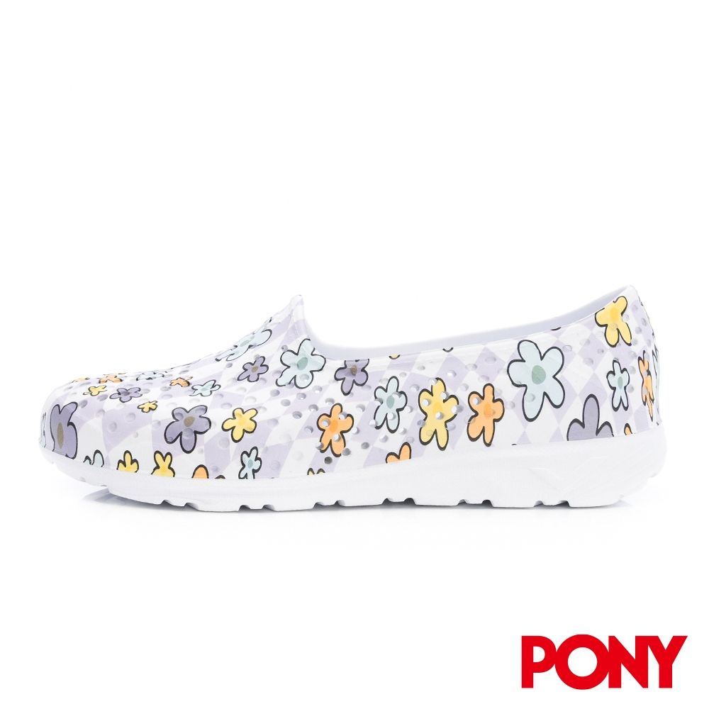 【PONY】TROPIC 輕量休閒鞋 洞洞鞋 女 防水 透氣 洞洞鞋 雨鞋 噴墨 海洋 花海 - 繽紛系 (繽紛花海)