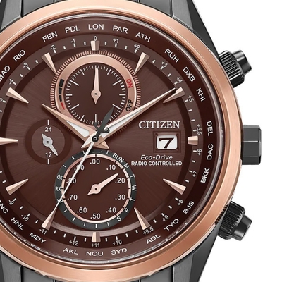 CITIZEN 星辰 官方授權 GENTS 電波對時 萬年曆 光動能計時手錶 AT8267-86X