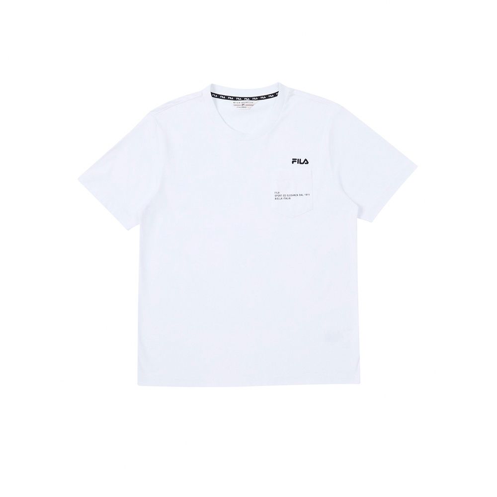 FILA 吸濕排汗短袖圓領T恤-白色 1TEZ-1463-WT