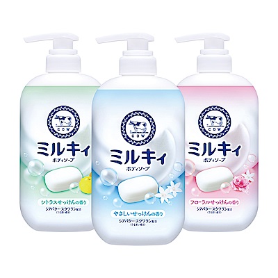 日本牛乳石鹼 (3入組) 牛乳精華沐浴乳500ml (3款) 含贈共3入