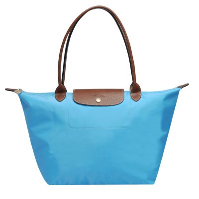 LONGCHAMP 新色上市長提把尼龍水餃包(大-水藍色)