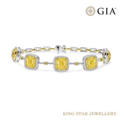 GIA5克拉18K黃鑽手鍊