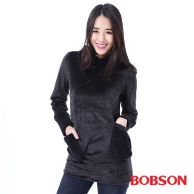 【BOBSON】女款毛絨布連帽上衣(35085-88)