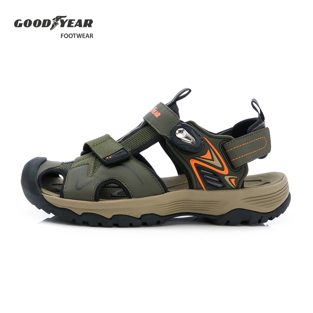 【GOODYEAR 固特異】魅影-3E寬楦護趾運動涼鞋/男鞋 可拆式後帶 橡膠大底 軍綠色(GAMS53725)
