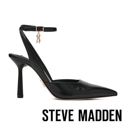 STEVE MADDEN-金屬吊墜雙繫踝帶尖頭高跟鞋ASHANTI-黑色