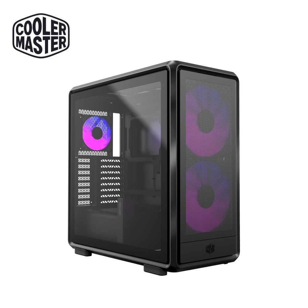酷碼Cooler Master MF 600 Mesh 電腦機殼(黑色)+20cm ARGB 風扇(黑)*2+12cm ARGB風扇(黑)*1