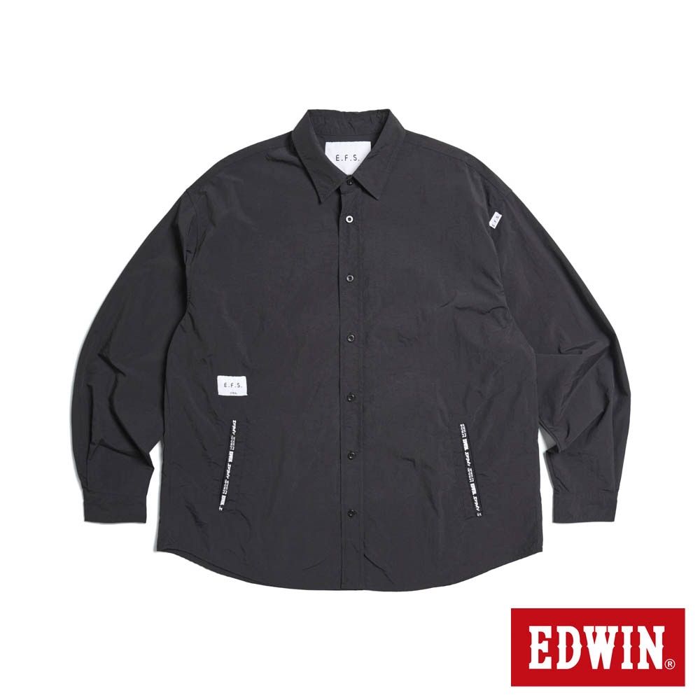 EDWIN 男裝 EFS 大寬版機能長袖襯衫-黑色