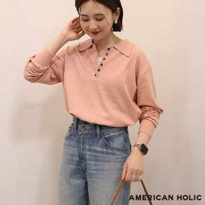 〚AMERICAN HOLIC〛防靜電寬鬆針織Polo衫