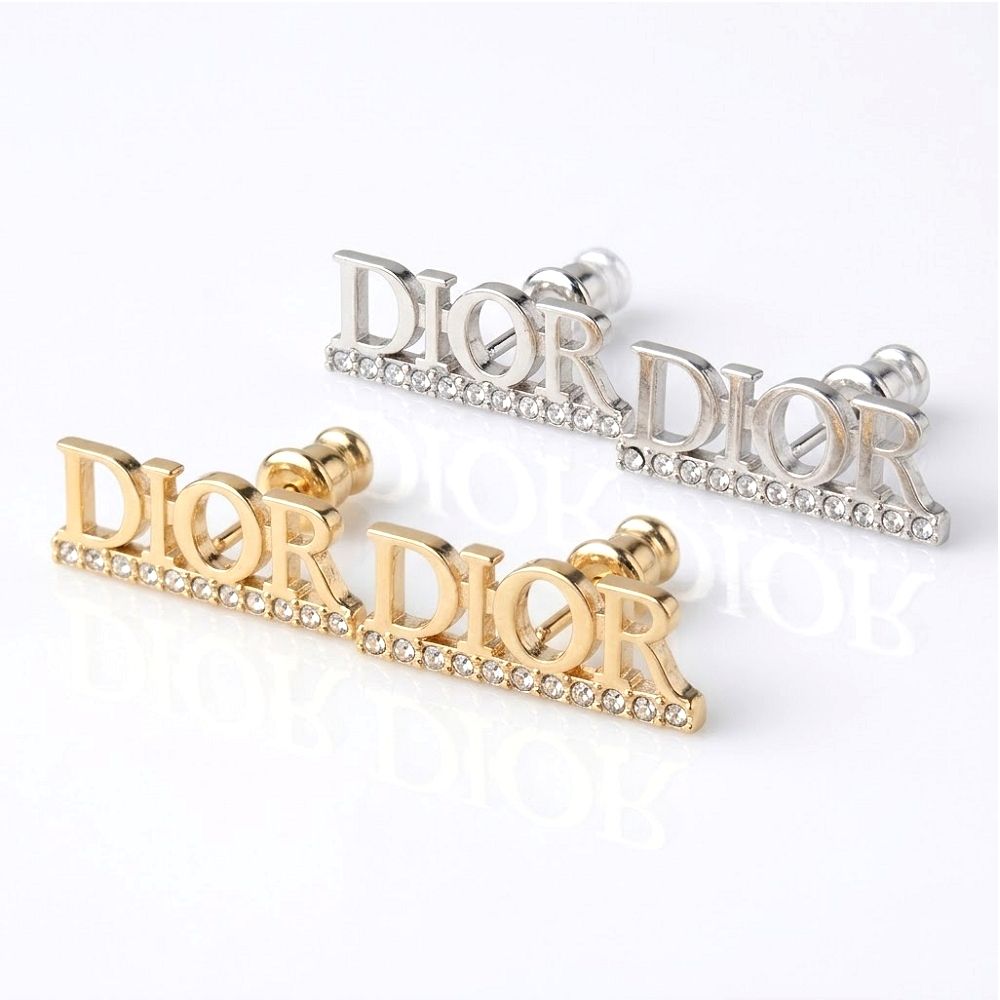 DIOR 迪奧 Dio(r)evolution 品牌字母鑽飾穿針式耳環-2色可選