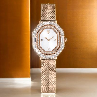 SWAROVSKI 施華洛世奇 Matrix 方形切割水晶八角米蘭帶手錶 女錶 寵愛媽媽 送禮推薦-玫瑰金/30x25mm 5732497