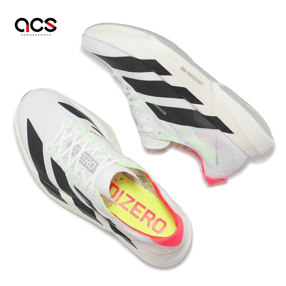 adidas 競速跑鞋Adizero Adios Pro 4 W 女鞋白黑運動鞋緩震愛迪達