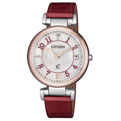 CITIZEN xC光動能閃耀時刻腕錶-酒紅(EO1196-07W)33mm