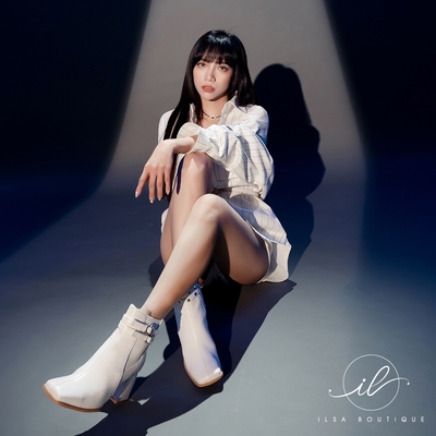 ANNSTAR 張琳Ilsa聯名-微潮跩甜鉚釘切爾西短靴7cm-白