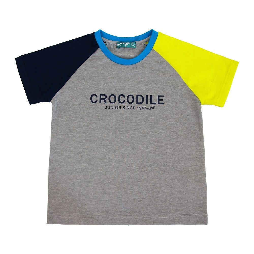 Crocodile Junior 小鱷魚童裝-鱷魚拼色單T-麻灰色 ( 701430-23 小童款)