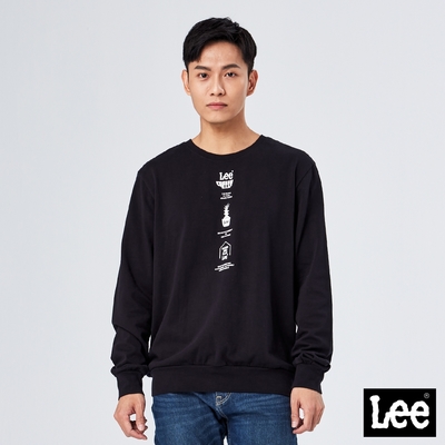 Lee 男款 COFFEE印花長袖圓領厚T 黑
