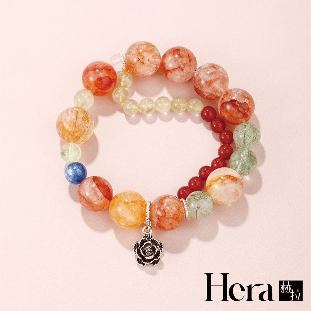 【HERA 赫拉】天然黃膠花綠髮晶畢卡索雙圈手串 H115062605