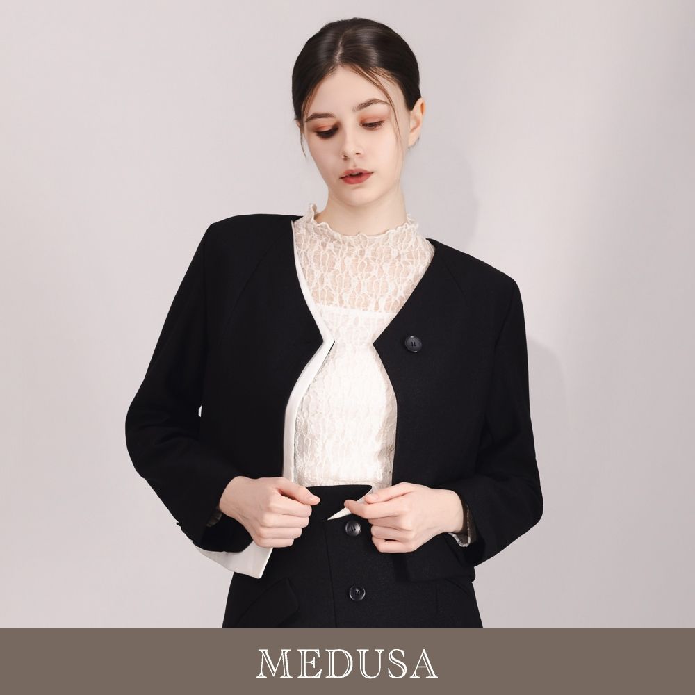 現貨【MEDUSA 曼度莎】簡約壓褶設計款西裝外套（M-XL）｜女西裝外套 上班穿搭 上班套裝外套