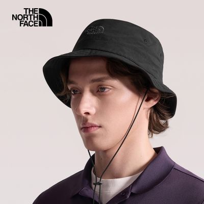 【The North Face 官方旗艦】北面男女款黑色UPF40防曬刺繡LOGO漁夫帽｜8EPYJK3 抗UV
