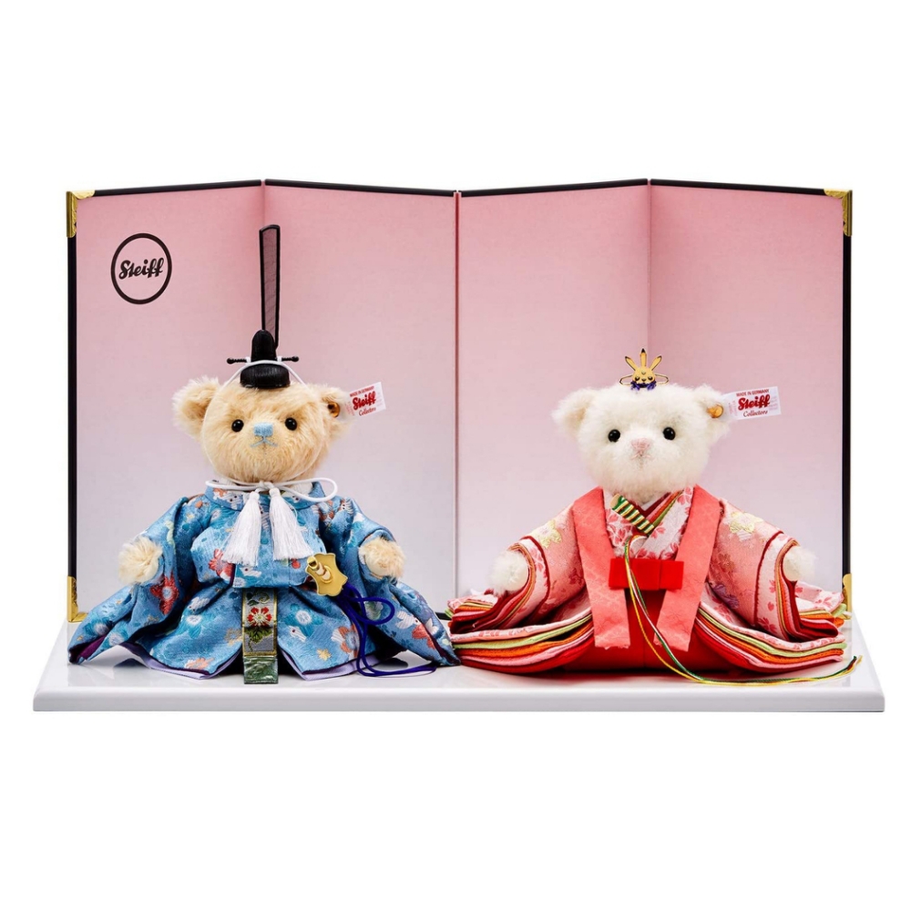 Hina Teddy bear シャンパン色 28cm 限定版 STEIFF德國金耳釦泰迪熊日本熊Hina Teddy Bear Cherry Blossom
