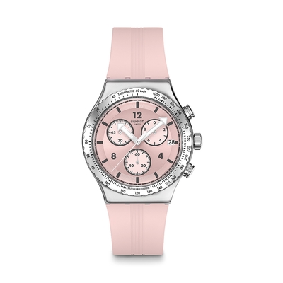 Swatch Irony 金屬Chrono系列手錶 POPPINGLY PINK 粉紅閃現 (43mm) 男錶 女錶 手錶 瑞士錶 錶
