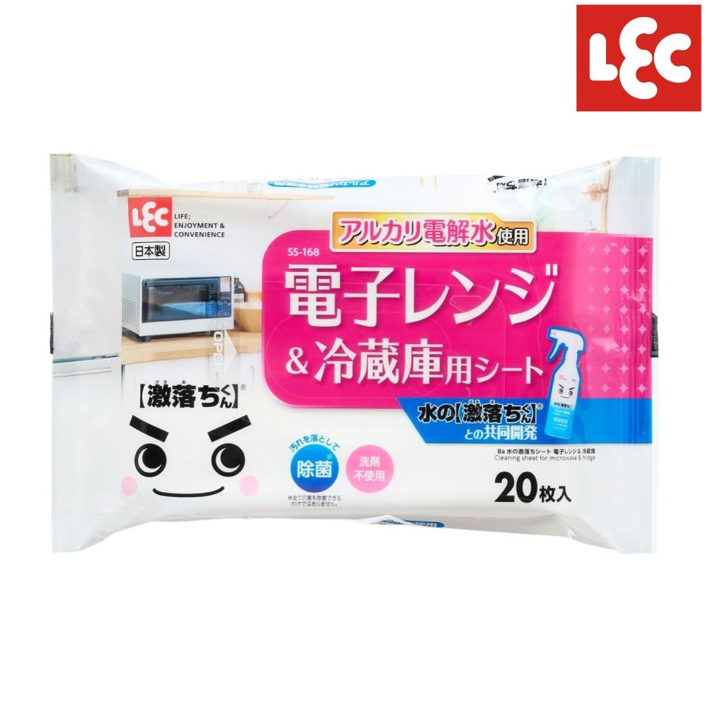 日本LEC 激落君電解水微波爐冰箱清潔濕紙巾20抽X1包入