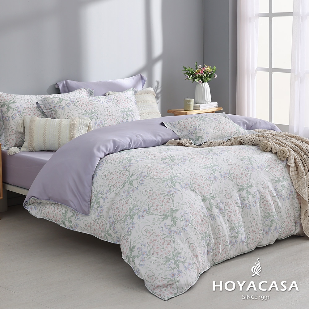 HOYACASA 雙人60支抗菌天絲兩用被套床包四件組-黛麗芙