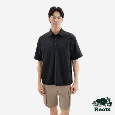 Roots男裝-NOVA PARK WOVEN 短袖POLO衫-黑色