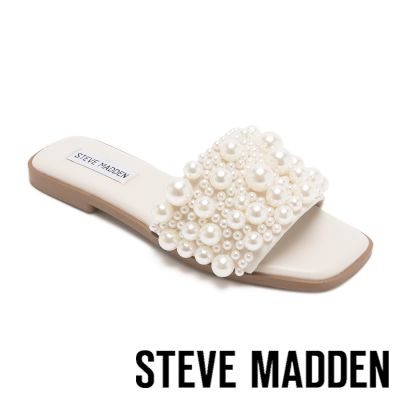 STEVE MADDEN-氣質珍珠平底拖鞋 ALINAH-白色