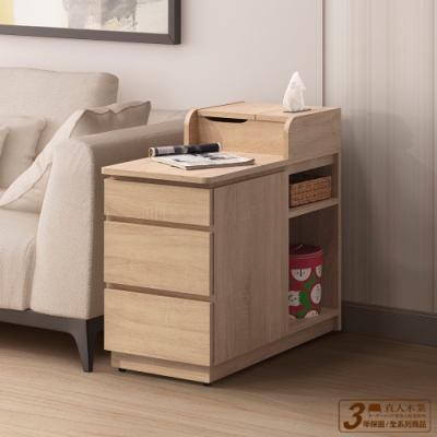 直人木業-STYLE 38CM沙發邊几/床頭櫃(附USB手機充電)