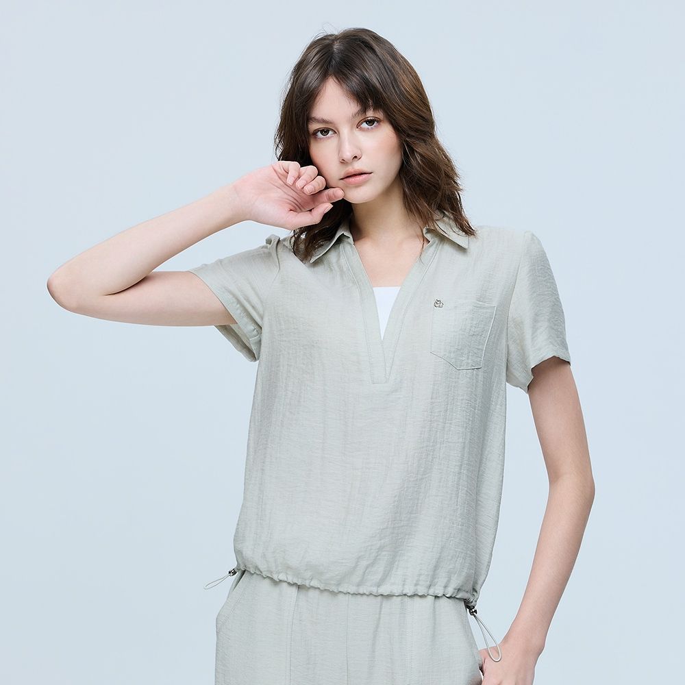 ILEY伊蕾 簡約假兩件短袖襯衫(淺綠；M-XL) (淺綠)