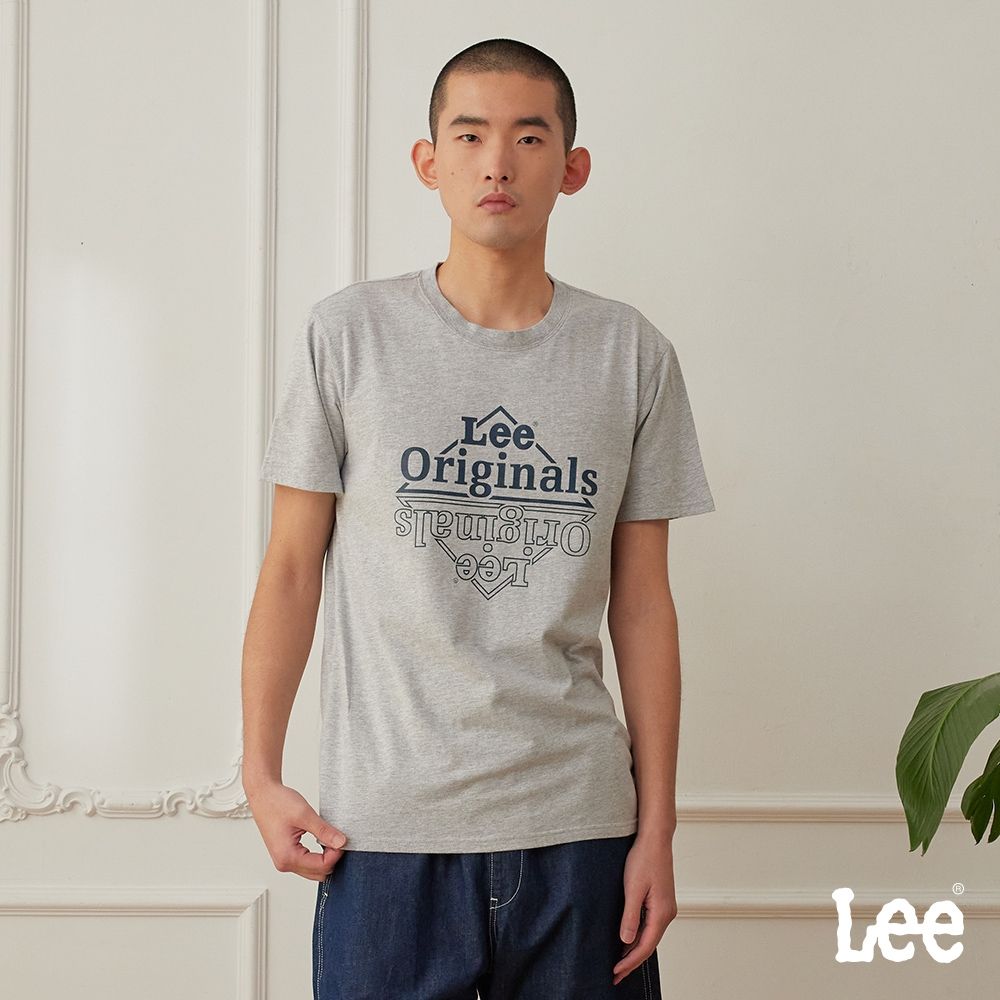 Lee 男款 標準版型 鏡射LEE ORIGINAL印花短袖圓領TEE 三色 (灰色)