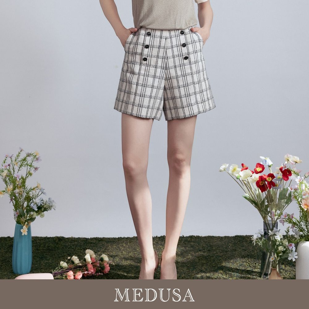 現貨【MEDUSA 曼度莎】學院小香風雙排釦短褲（M-XL）｜女小香風短褲 西裝短褲 上班短褲