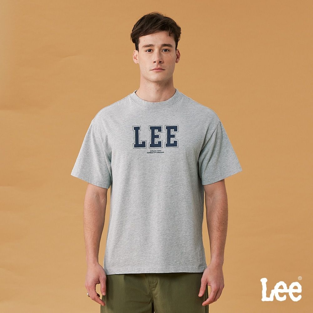 Lee 男女款 季節性版型 大寫LOGO印花短袖圓領TEE 三色 (灰色)