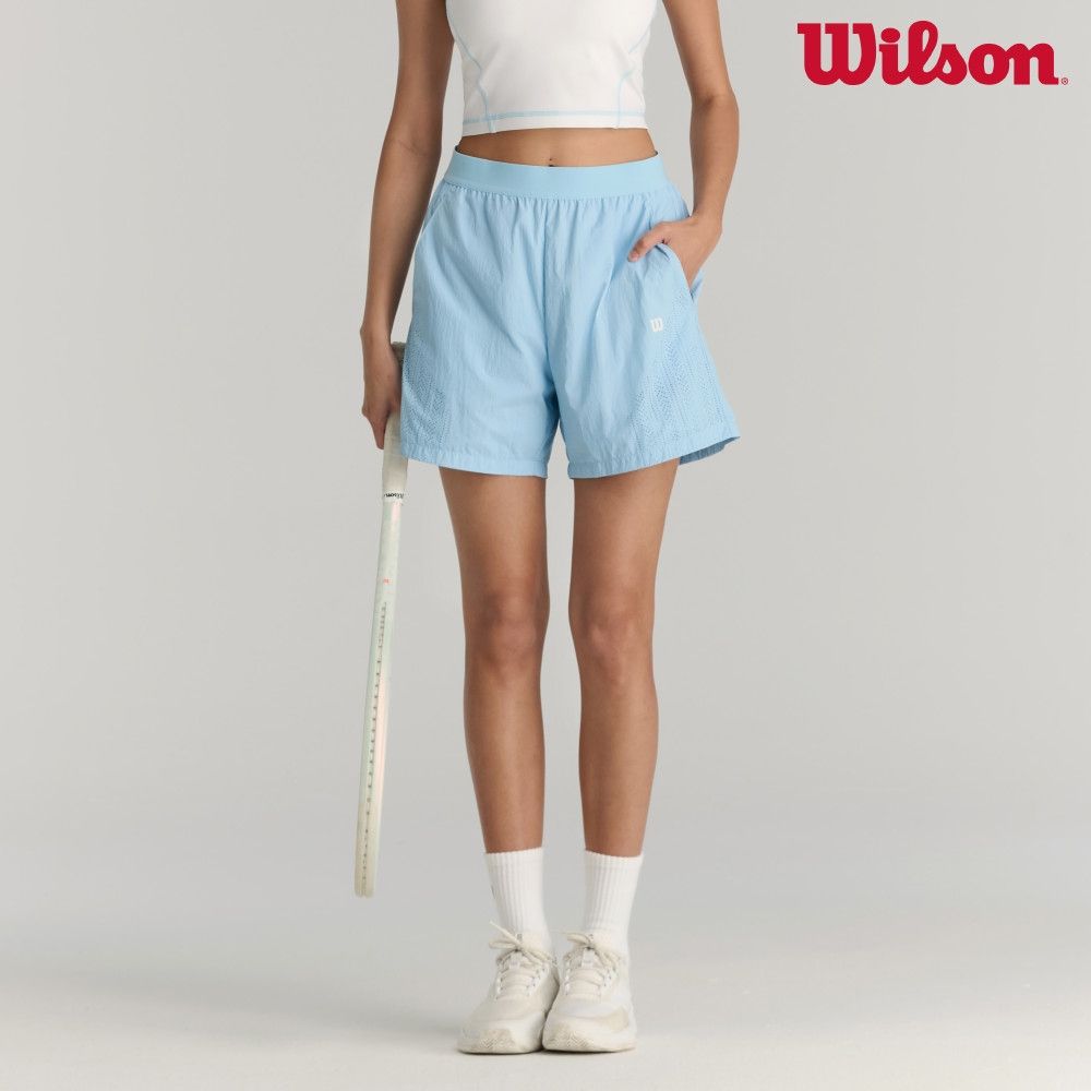 【Wilson威爾森】Airy Short 女款 服飾 短褲 海軍藍/白色/霧霾藍 (霧霾藍)