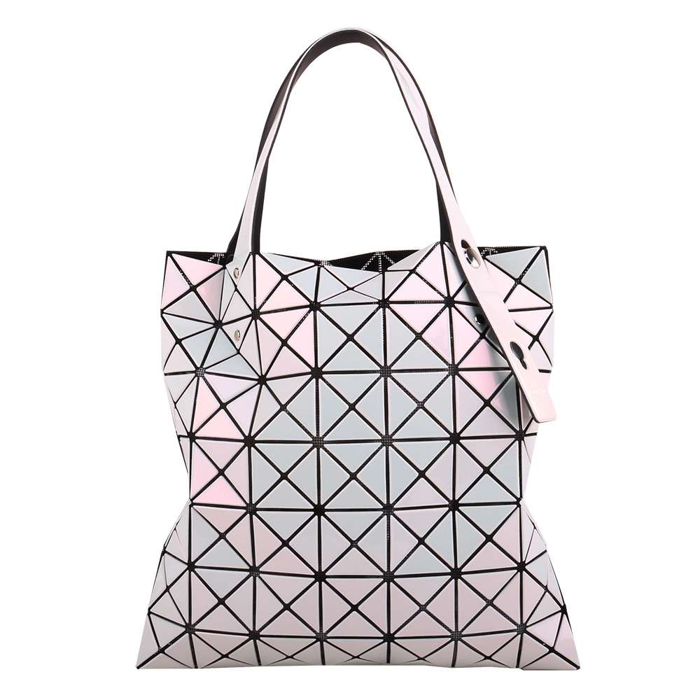 ISSEY MIYAKE BAOBAO 漸層變色極光幾何方格7x7手提包(漸層粉