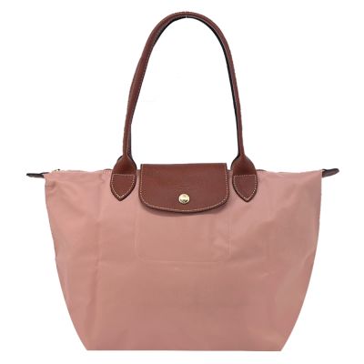 LONGCHAMP LE PLIAGE系列長把再生尼龍摺疊水餃包(中/粉紅茶)