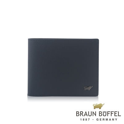 【BRAUN BUFFEL 德國小金牛】臺灣總代理 默瑟-II 12卡中間翻透明窗短夾 (網路限定)-印度藍/BF384-317-II