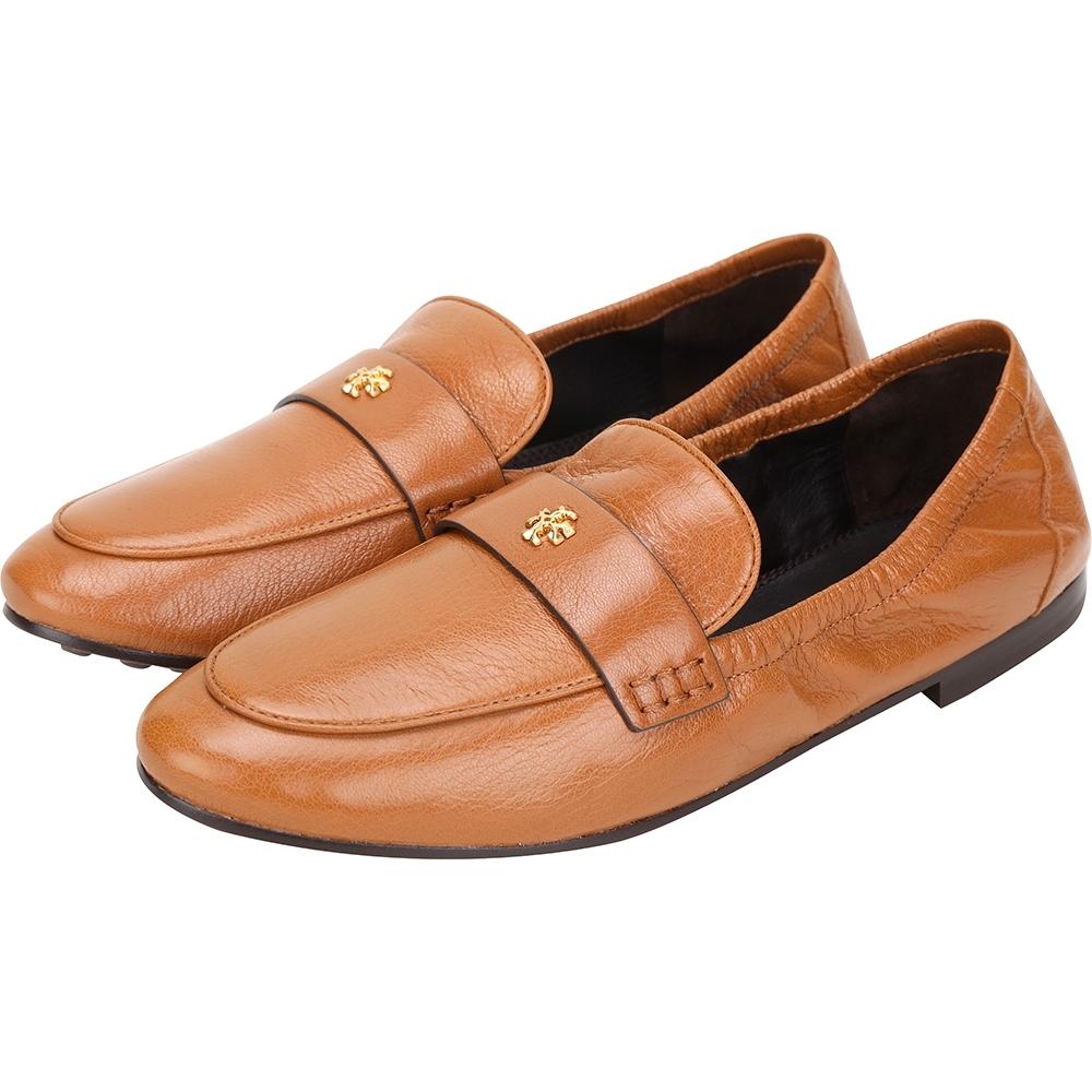TORY BURCH 壓紋納怕皮革芭蕾樂褔鞋(棕色)