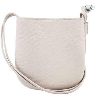 LONGCHAMP LE ROSEAU系列金屬竹節粒面牛皮雙肩帶斜背包(小/白紙)