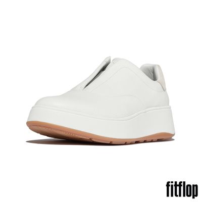【FitFlop】F-MODE 摔纹皮革套穿式休閒鞋-女(都會白)