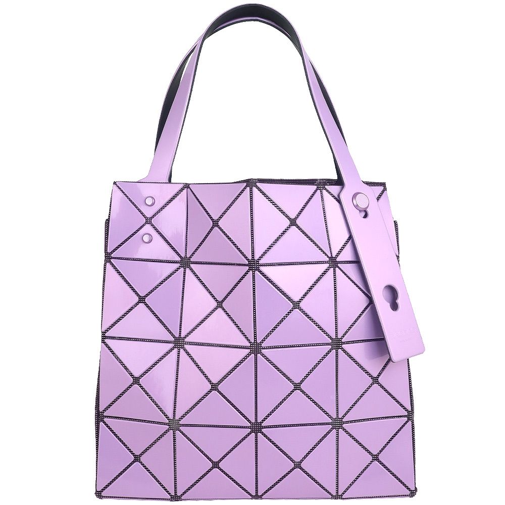ISSEY MIYAKE 三宅一生 BAOBAO 金屬粉紫色三角格4x4手提/肩背包