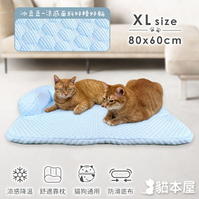 貓本屋 冰豆豆涼感 可拆洗靠枕寵物睡墊(XL號)